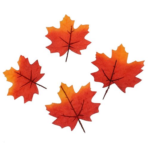 Dekoracja jesienna liść klonu pomarańczowo-czerwony 13cm 12szt.