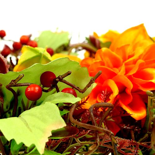 Floristik24 Wianek jesienny Ø30cm z chryzantemami pomarańczowy