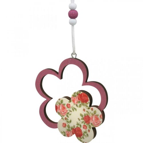 Produkt Wiosenna zawieszka, kwiat motyla w kształcie serca, drewniana dekoracja z motywem kwiatowym H8,5/9/7,5cm 6szt