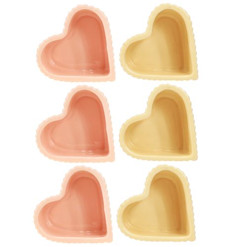 Produkt Dekoracja Ceramiczna Serce Błyszczący Pomarańczowy Żółty 11×10×6cm 6 szt