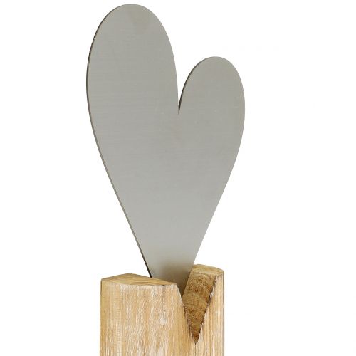 Produkt Serce srebrne na drewnianej podstawie 22cm x 11cm