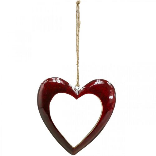 Produkt Serce z drewna, dekoracyjne serce do powieszenia, czerwone serce wys.15cm