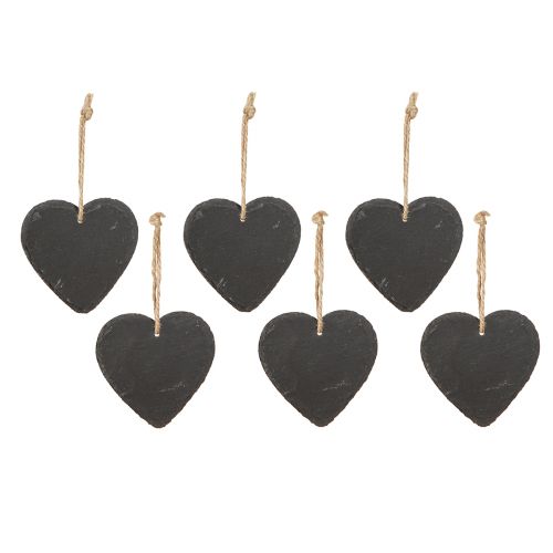 Produkt Serce z łupka Łupkowe serce do zawieszenia czarne 10cm 6szt