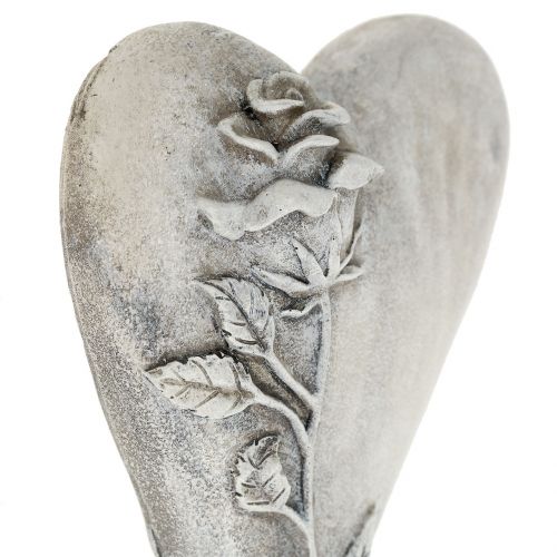 Floristik24 Serce z różą szarą 16,5cm x 10cm 2 szt