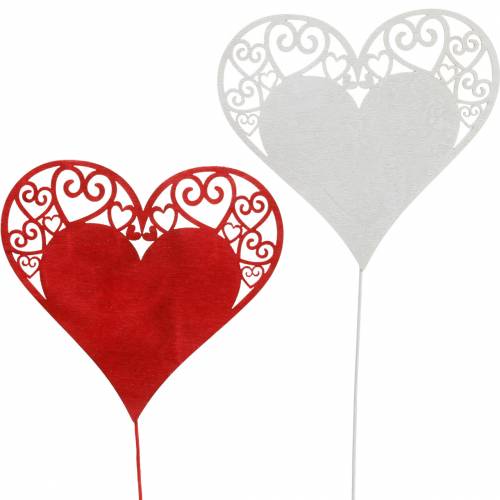 Floristik24 Serce na patyku, dekoracyjne serce w kształcie korka, dekoracja ślubna, walentynki, dekoracja serca 16 sztuk