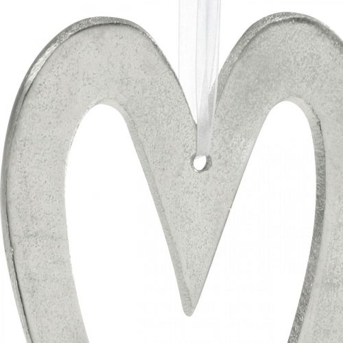 Floristik24 Deco Serce do Powieszenia Srebrna Aluminiowa Dekoracja Ślubna 22×12cm