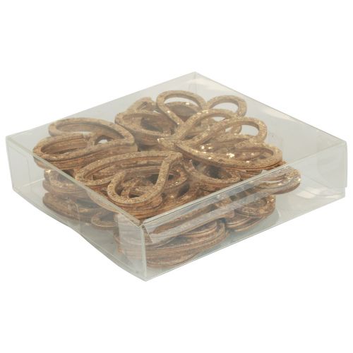 Produkt Dekoracja serca dekoracja rozproszona serca drewniana dekoracja stołu złota 5cm 48 szt