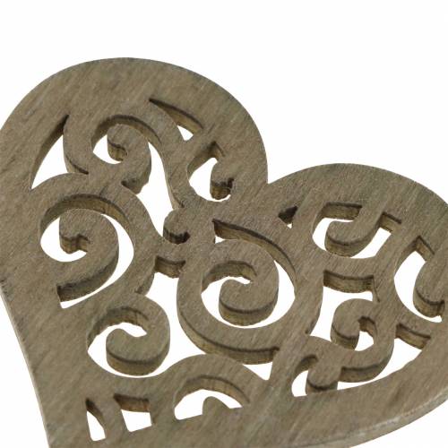 Produkt Dekoracja stołu serce drewno biały, kremowy, brązowy 4cm 72p