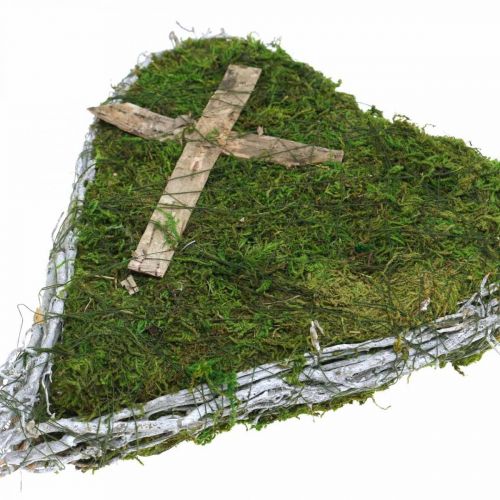 Floristik24 Dekoracja nagrobna mech winorośli w kształcie serca do aranżacji grobów 30×20cm