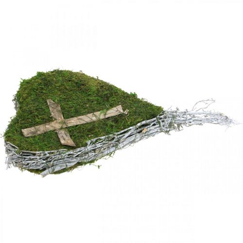 Floristik24 Dekoracja nagrobna mech winorośli w kształcie serca do aranżacji grobów 30×20cm