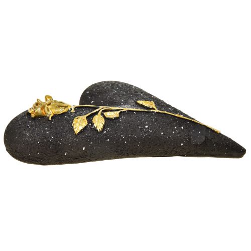 Floristik24 Serce z dekoracją nagrobną w kolorze różowego czarnego złota 14×10×3cm 2 szt