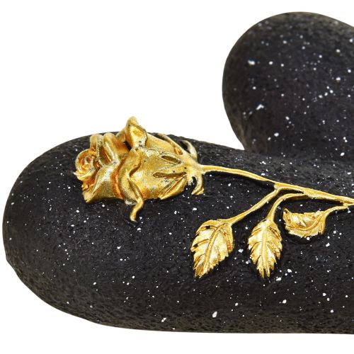 Serce z biżuterią grobową z różowego czarnego złota 14×10×3cm 2szt