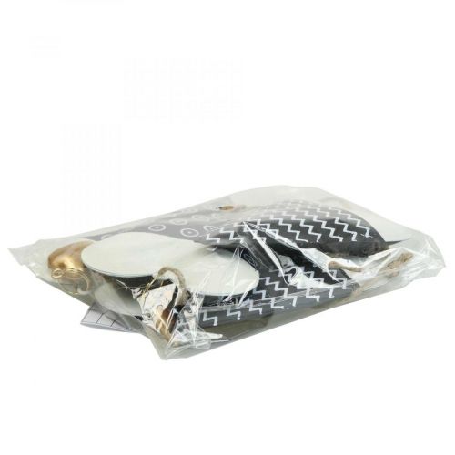 Produkt Serce Czarno Białe Metalowe Ozdoby Do Zawieszenia 7.5×11cm 4 szt