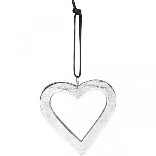 Produkt Serce do zawieszenia, metalowa dekoracja, dekoracja świąteczna, dekoracja ślubna srebrna 11×11cm