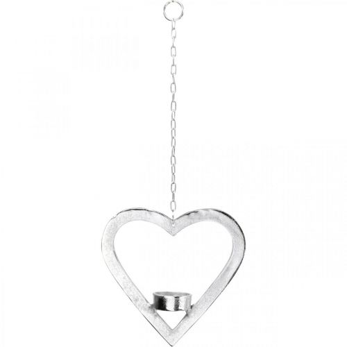 Produkt Świecznik w kształcie serca, dekoracja do powieszenia, dekoracja ślubna, adwentowa wykonana z metalu w kolorze srebrnym H17,5cm