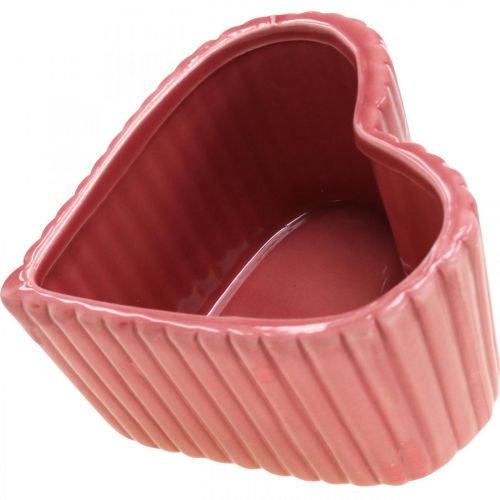 Produkt Dekoracyjne serduszko ceramiczne białe, różowe, mini doniczka wys.6cm 3szt