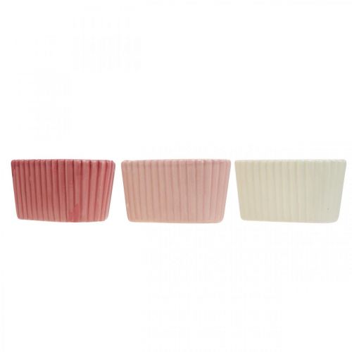 Produkt Dekoracyjne serce ceramiczne białe, różowe, mini doniczka wys. 6cm 3 szt