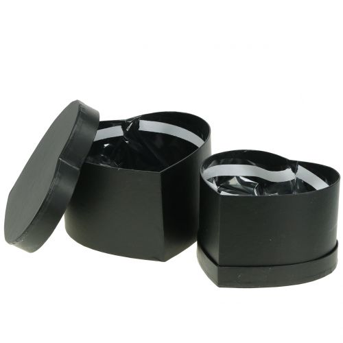 Floristik24 Pudełko na kwiaty serce czarne 18/20cm 2szt
