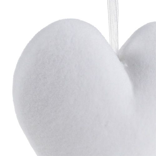 Floristik24 Serca flokowane do zawieszenia 15cm Białe 4szt.