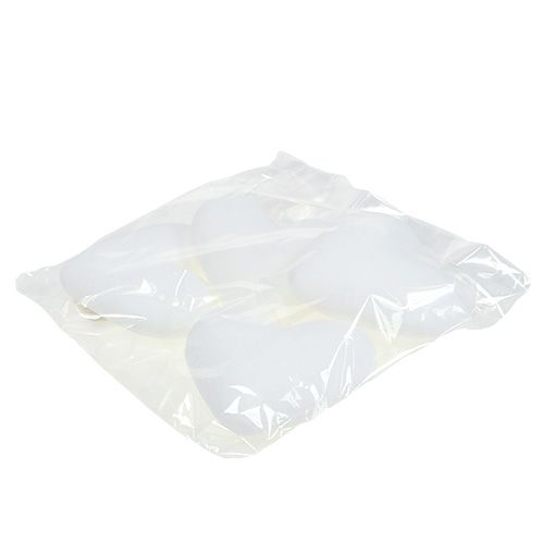 Floristik24 Serca flokowane do zawieszenia 15cm Białe 4szt.