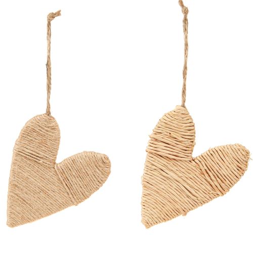 Produkt Serca do zawieszania z konopi i rafii naturalne wys. 10,5cm 8 szt.
