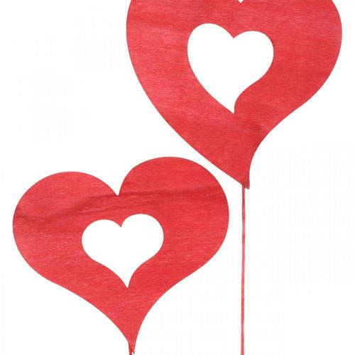 Produkt Wtyczka kwiatowa serce, drewniana ozdoba do przyklejenia, Walentynki, czerwona ozdobna wtyczka, Dzień Matki L31-33cm 24szt