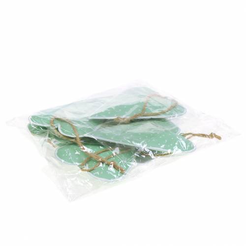Floristik24 Zawieszka serce metalowa zielona, biała w kropki W11cm 6szt