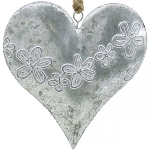Serca do powieszenia, metalowa ozdoba z tłoczeniem, Walentynki, wiosenna ozdoba srebrna, biała W13cm 4szt