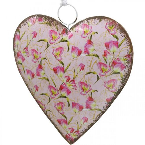 Produkt Serce do powieszenia, Walentynki, ozdoba serca z różami, Dzień Matki, metalowa ozdoba wys.16cm 3szt