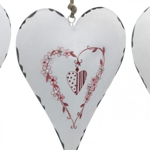 Produkt Ozdobne serca do zawieszenia metalowe białe metalowe serce 12×16cm 3szt