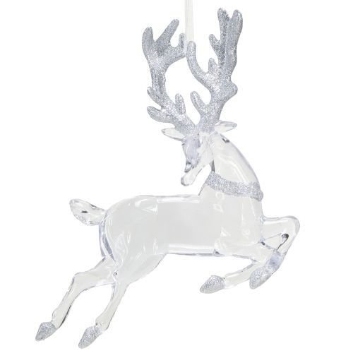 Produkt Dekoracja jelenia przezroczyste srebro Ozdoby świąteczne 19x21cm 2szt