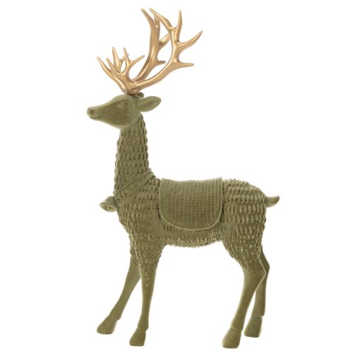 Dekoracyjna figura jelenia stojącego, zdobiona porożem, 31 cm | Floristik24.pl