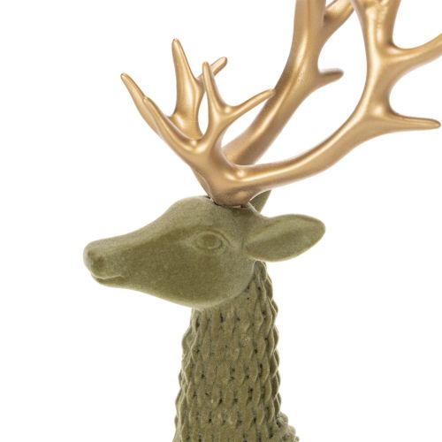 Dekoracyjna figura jelenia stojącego, zdobiona porożem, 31 cm | Floristik24.pl