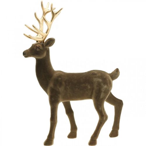 Floristik24 Dekoracyjny jeleń dekoracyjna figura dekoracyjna renifer flokowany brązowy wys.46cm