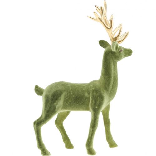 Produkt Dekoracyjny jeleń dekoracyjna figura dekoracyjna renifer flokowany zielony wys.37cm