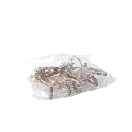Floristik24 Ozdobny brokatowy jeleń miedź 14cm 4szt