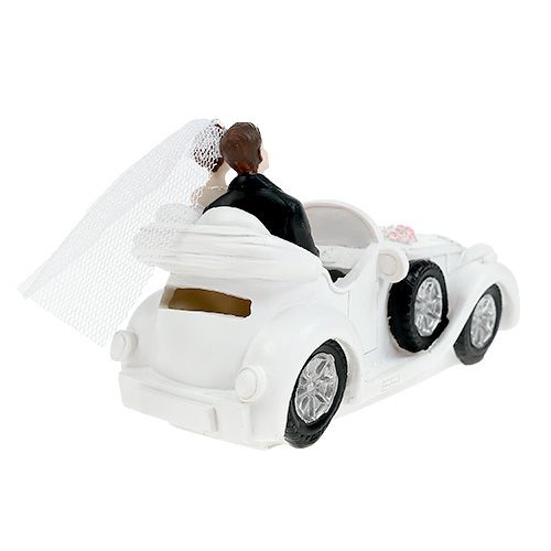 Floristik24 Figurka ślubna panny młodej i pana młodego w kabriolecie 15cm