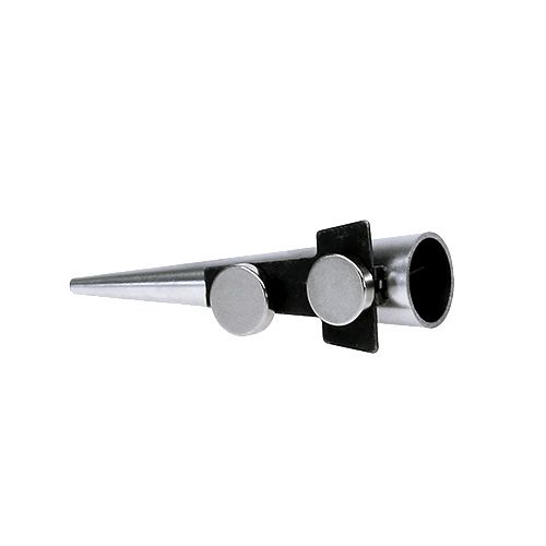 Floristik24 Zapinka ślubna z magnesem, srebrna błyszcząca 7cm