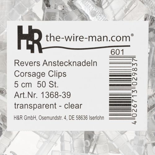 Produkt Spinki ślubne transparentne/srebrne 5 cm 50 szt.