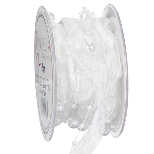 Floristik24 Wstążka ślubna biała 20mm 5m