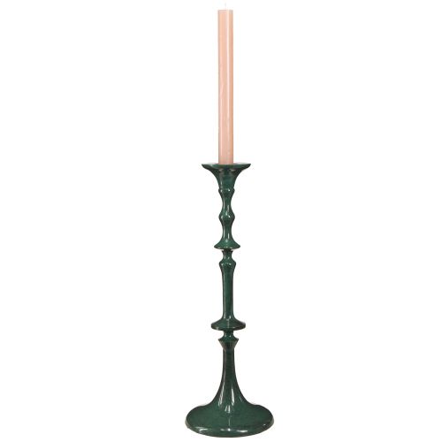 Produkt Wysoki świecznik metalowy w kolorze zielonym i ceramicznym, wys. 38 cm