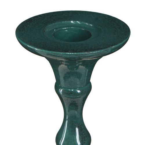 Produkt Wysoki świecznik metalowy w kolorze zielonym i ceramicznym, wys. 38 cm