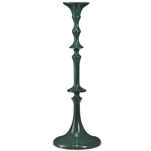 Produkt Wysoki świecznik metalowy w kolorze zielonym i ceramicznym, wys. 38 cm