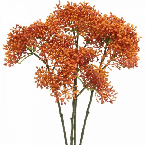 Floristik24 Elder Orange Sztuczna gałązka kwitnąca 52cm 4szt.