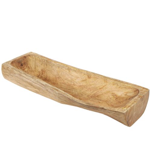 Produkt Drewniana dekoracja z pustą ozdobną misą wykonaną z drewna 40×13–16cm×6,5cm