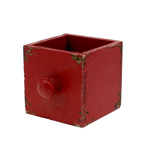 Floristik24 Pudełko drewniane, szuflada czerwone 9x9x9cm 1szt.