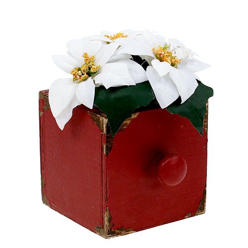 Floristik24 Pudełko drewniane, szuflada czerwone 9x9x9cm 1szt.
