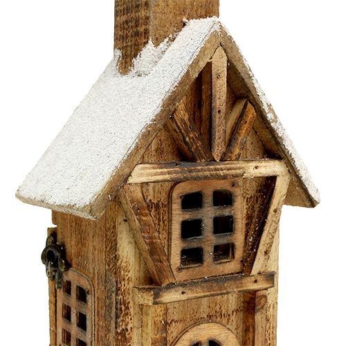 Floristik24 Kościół drewniany z oświetleniem LED natura, biały 42cm
