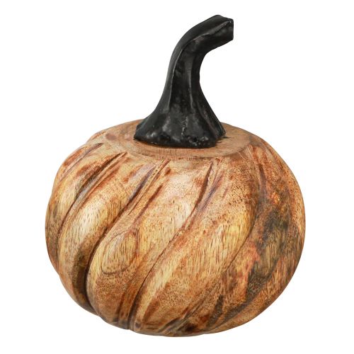 Produkt Drewniana dynia z rączką wykonaną z metalu w kolorze naturalnym czarnym Ø9,5cm W11cm