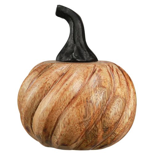 Produkt Drewniana dynia z rączką wykonaną z metalu w kolorze naturalnym czarnym Ø9,5cm W11cm